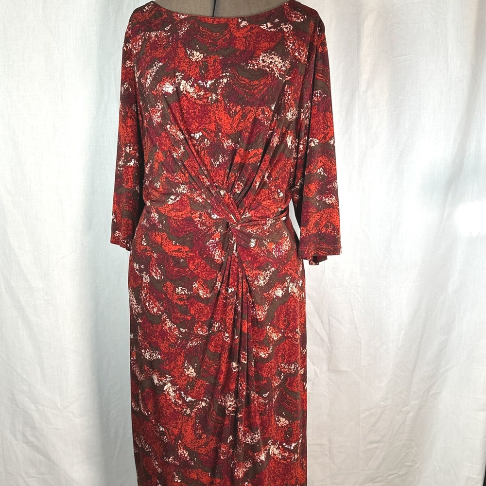 Cato Woman Red Brown Abstract Knot Front Sheath Dress Plus Size 24W